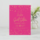 Glam Gold Imitats Foil Dots Sweet 16 Party Hot Pin Einladung (Stehend Vorderseite)
