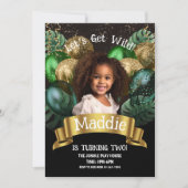 Glam Gold Jungle Safari Einladung zum Geburtstag (Vorderseite)