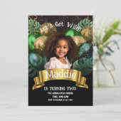 Glam Gold Jungle Safari Einladung zum Geburtstag (Stehend Vorderseite)