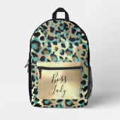 Glam Gold Leopard Boss Lady Bedruckter Rucksack (Vorderseite)