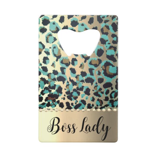 Glam Gold Leopard Boss Lady Geldbeutel Flaschenöffner (Vorderseite)