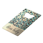 Glam Gold Leopard Boss Lady Geldbeutel Flaschenöffner (Vorderseite Schrägansicht)