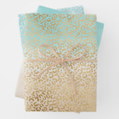 Glam Gold Leopard Print Aqua Ombre Aqua Geschenkpapier Set (Beispiel)