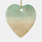Glam Gold Leopard Print Aqua Ombre Aqua Keramik Ornament (Rechts)