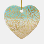 Glam Gold Leopard Print Aqua Ombre Aqua Keramik Ornament (Hinten)