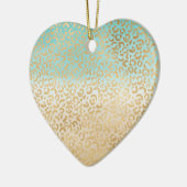 Glam Gold Leopard Print Aqua Ombre Aqua Keramik Ornament (Links)