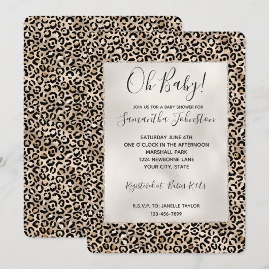 Glam Gold Leopard Print Einladung (Vorne/Hinten)