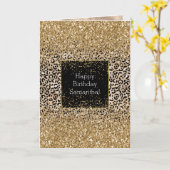 Glam Gold Leopard Print Glitz Karte (Gelbe Blume)