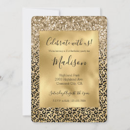 Glam Gold Leopard Print Glitzer funkeln Einladung