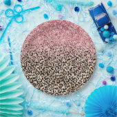 Glam Gold Leopard Print Glitzy Pink Glitzer Pappteller (Party)