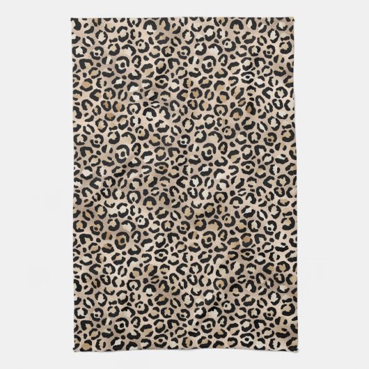 Glam Gold Leopard Print Ombre Geschirrtuch (Vertikal)