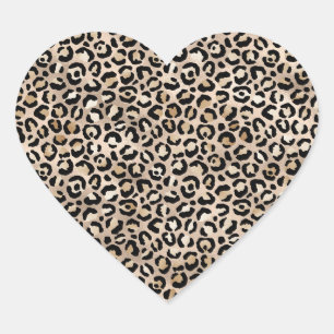 Glam Gold Leopard Print Ombre Herz-Aufkleber