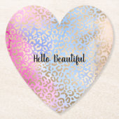 Glam Gold Leopard Print Pink Blue Peach Gefärbte K Untersetzer (Vorderseite)