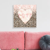 Glam Gold Leopard Print Pink Glitzer Liebe Herz Leinwanddruck (Insitu (Wohnzimmer))