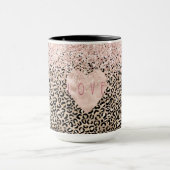 Glam Gold Leopard Print Pink Glitzer Liebe Herzlic Tasse (Zentrum)