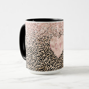 Glam Gold Leopard Print Pink Glitzer Liebe Herzlic Tasse