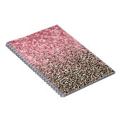 Glam Gold Leopard Print Pink Glitzer Notizblock (Rechte Seite)