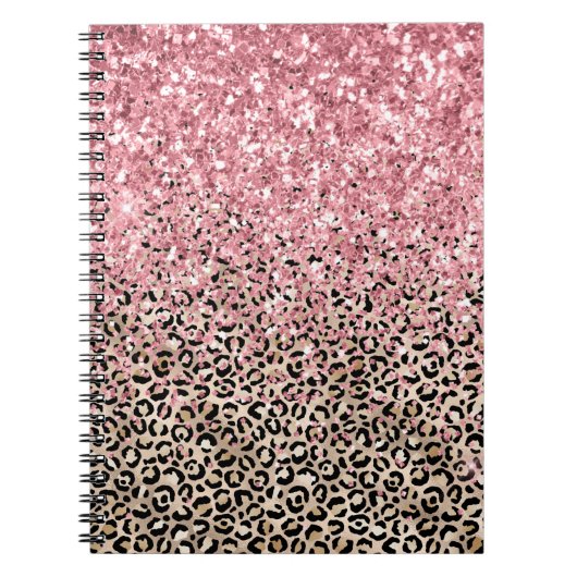 Glam Gold Leopard Print Pink Glitzer Notizblock (Vorderseite)
