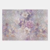Glam Gold Lila Floral Sparkle Geschenkpapier Set (Vorderseite)