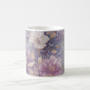 Glam Gold Lila Floral Sparkle Kaffeetasse