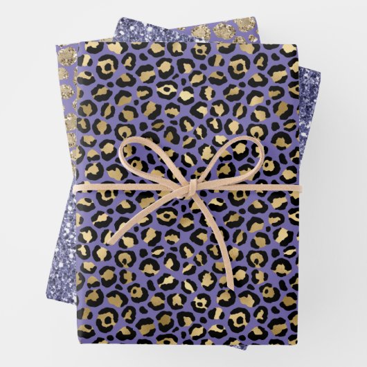 Glam Gold Lila Leopard Print Geschenkpapier Set (Beispiel)