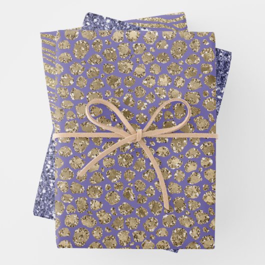 Glam Gold Lila Leopard Print Geschenkpapier Set (Beispiel)