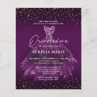 Glam Gold Lila Princess Dress Quinceanera