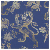 Glam Gold Lions Blume Navy Blue Graphic Stoff (Nahaufnahme)