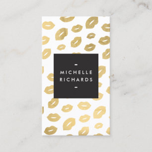 Glam Gold Lip Print Makeup Artist Beauty White Visitenkarte