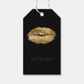 Glam Gold Lips Kiss Black Makeup Personalisiert Geschenkanhänger (Rückseite)