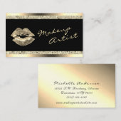 Glam Gold Lips Makeup Artist Glitzer Business Card Visitenkarte (Vorne/Hinten)