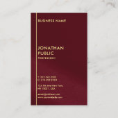 Glam Gold Look Text Template Burgundy Red Luxe Visitenkarte (Rückseite)