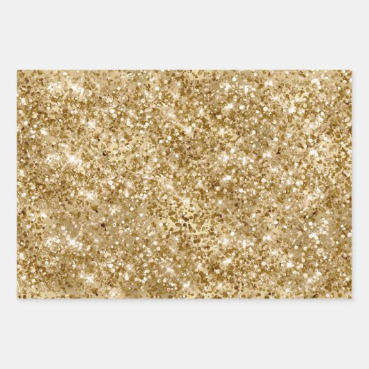 Glam Gold Luxe Glitzy Sparkle Glitzer Geschenkpapier Set (Vorderseite 2)