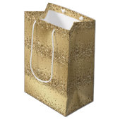 Glam Gold Luxe Glitzy Sparkle Glitzer Mittlere Geschenktüte (Vorderseite Schrägansicht)