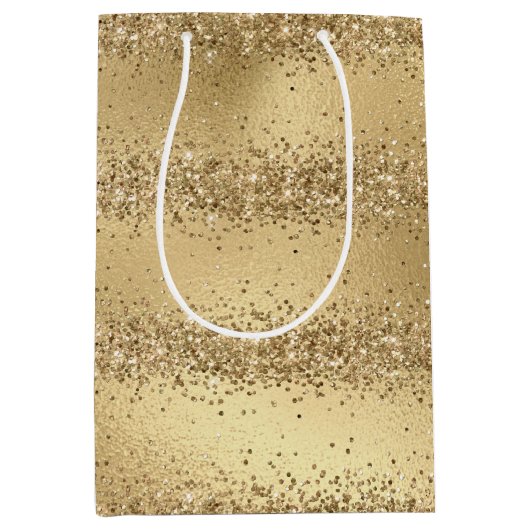 Glam Gold Luxe Glitzy Sparkle Glitzer Mittlere Geschenktüte (Vorderseite)