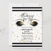 Glam Gold Makeup Eyelashes Beauty Dots Party Einladung (Vorderseite)