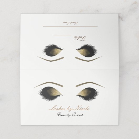 Glam Gold Makeup Eyelashes Schönheitstisch Platzkarte (Außenseite Aufgefaltet)