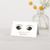 Glam Gold Makeup Eyelashes Schönheitstisch Platzkarte (Vorderseite)