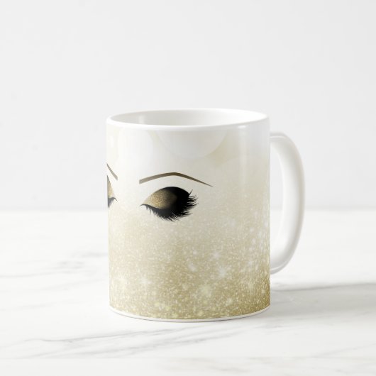 Glam Gold Makeup Eyes & Lashes Personalisiert Kaffeetasse (VorderseiteRechts)