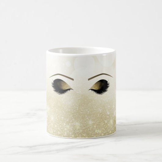 Glam Gold Makeup Eyes & Lashes Personalisiert Kaffeetasse (Mittel)