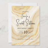 Glam Gold Marmor Glitzer Sweet 16 Party Einladung (Vorderseite)