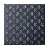 Glam Gold Mermaid Navy Blue Fliese (Vorderseite)