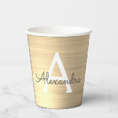 Glam Gold Metallic Stilvolle Monogram Paper Cups Pappbecher (Vorderseite)