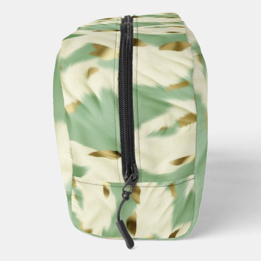 Glam Gold Mint Cream Cowgirl Cowhide Waschbeutel (Rechts)