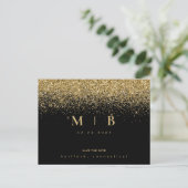 Glam Gold Monogram Black Save the Date Postkarte (Stehend Vorderseite)