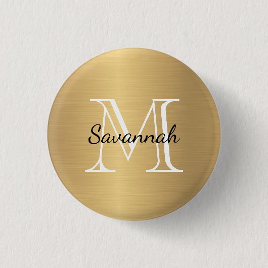 Glam Gold Monogram Imitate Metal Button (Vorderseite)