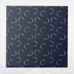 Glam Gold Moons Navy Blue Fliese