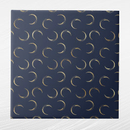 Glam Gold Moons Navy Blue Fliese