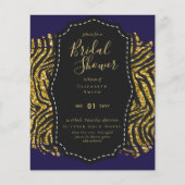 Glam Gold Navy Brautparty Einladung Tier (Vorderseite)