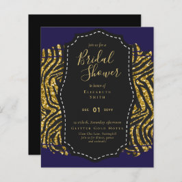 Glam Gold Navy Brautparty Einladung Tier